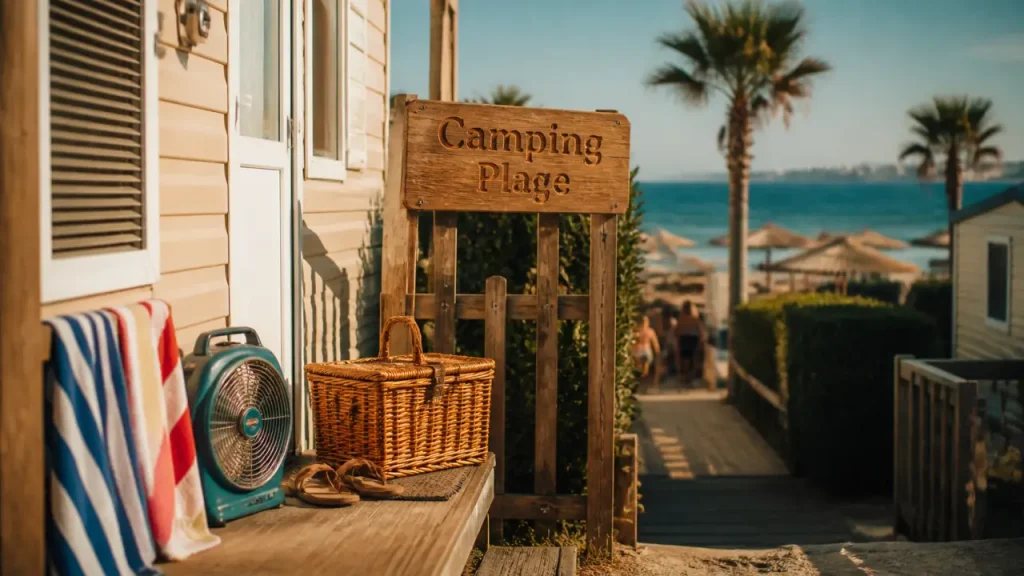 Camping Montpellier plage près de la mer, mobil-home dans un camping près de Palavas.