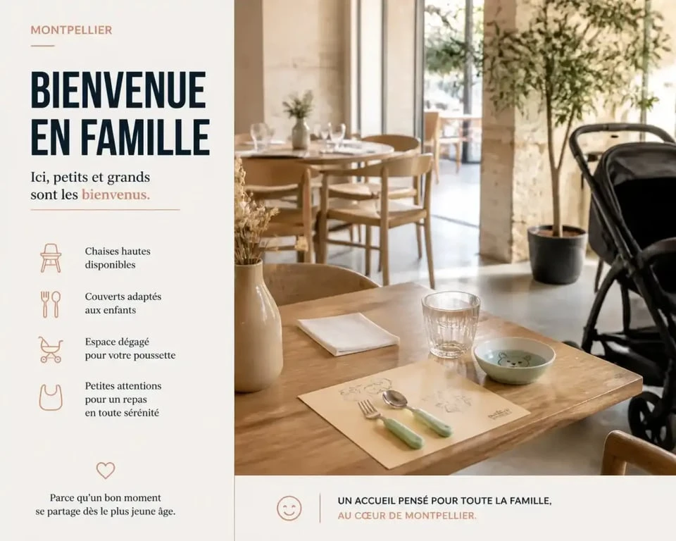 Table de restaurant familial à Montpellier accueillante pour les enfants