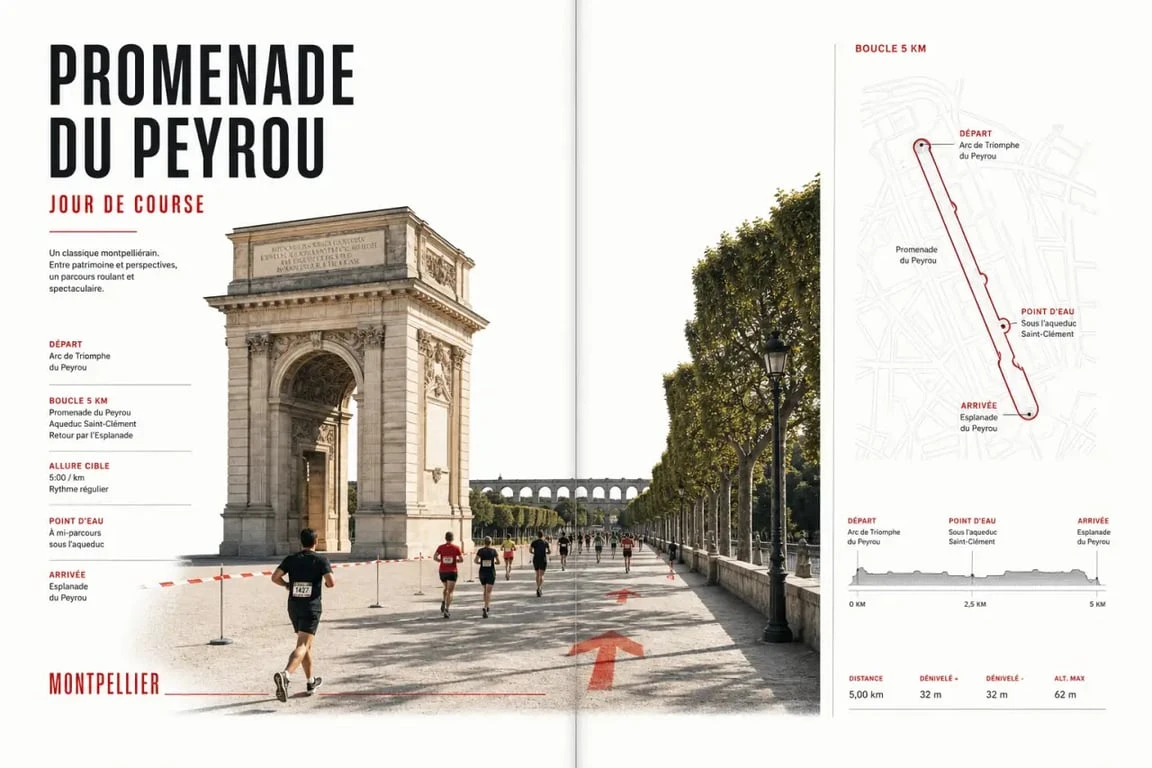 10 km Montpellier : la Promenade du Peyrou, repère clé du parcours et du départ