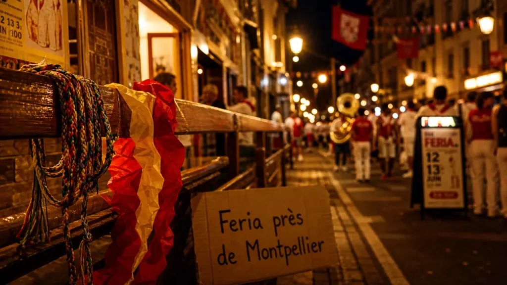 Ferias montpellier : rue animée, peñas, bodegas et arènes