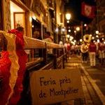 Ferias montpellier : rue animée, peñas, bodegas et arènes