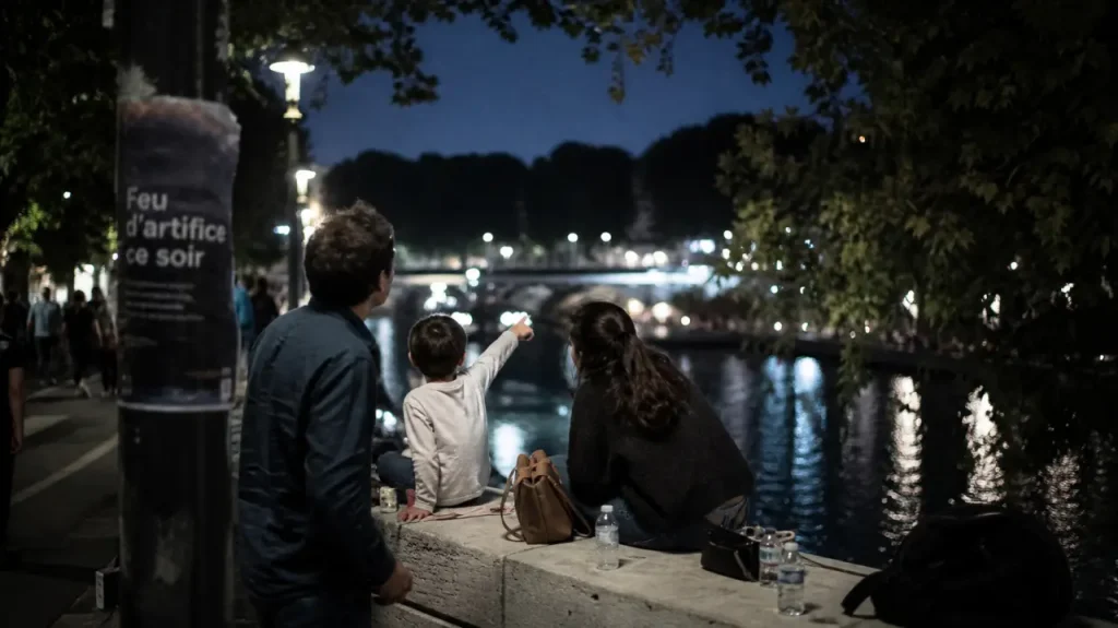 Feu d'artifice Montpellier ce soir : couple et enfant repèrent le tir depuis le Lez