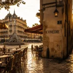 Places Montpellier à la Comédie : ruelle de l’Écusson à pied, golden hour