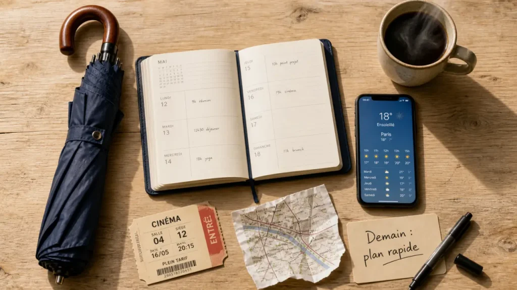Quoi faire demain : idées simples, météo et budget
