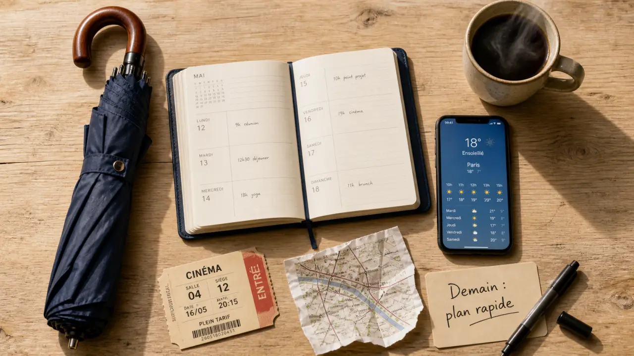 Quoi faire demain : idées simples, météo et budget