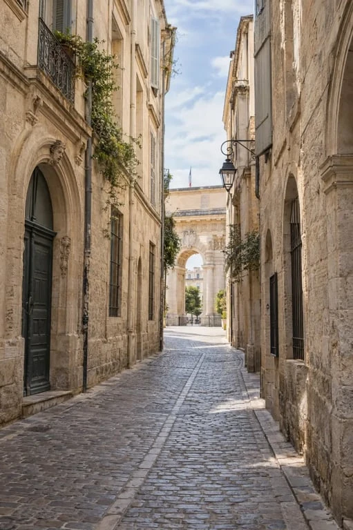 Rue médiévale du quartier de l'Écusson à Montpellier près de l'Arc de triomphe