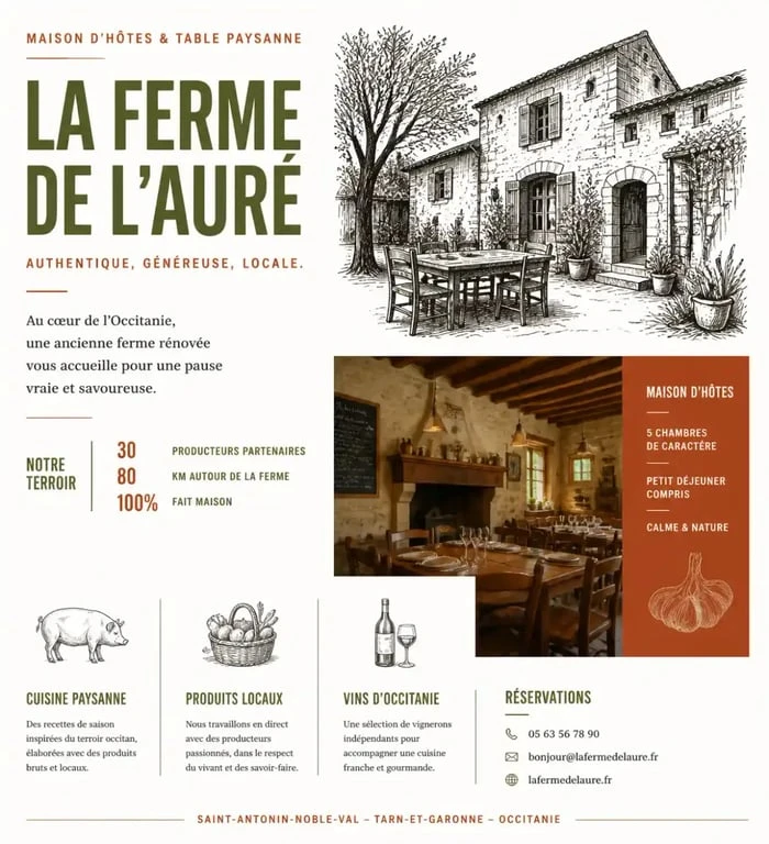 Ferme-auberge authentique en Occitanie mettant en avant les produits locaux.