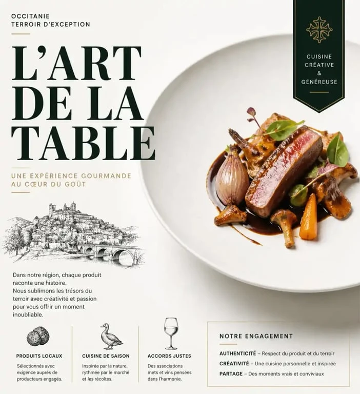 Restaurant gastronomique en Occitanie pour une expérience culinaire raffinée.