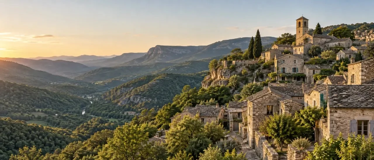 Les plus beaux villages des Cévennes avec un village en pierre perché dans la montagne