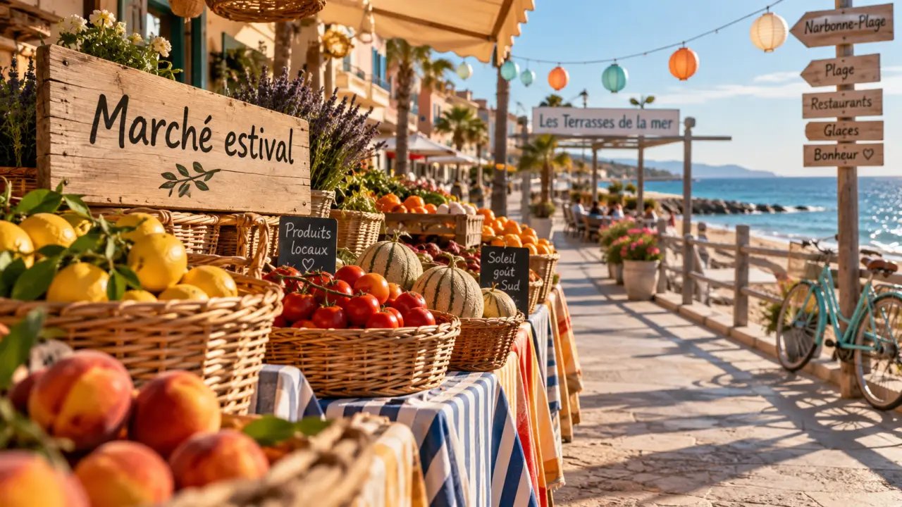 Marchés Narbonne Plage : marché estival sur le front de mer
