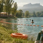 Lac de ceceles : baignade surveillée avec flottaison orange