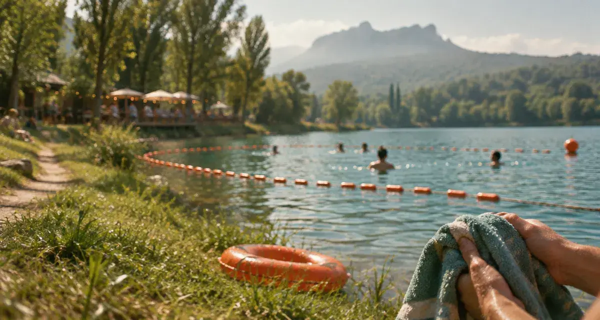 Lac de ceceles : baignade surveillée avec flottaison orange